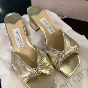 Jimmy Choo Gold Twisted Mules